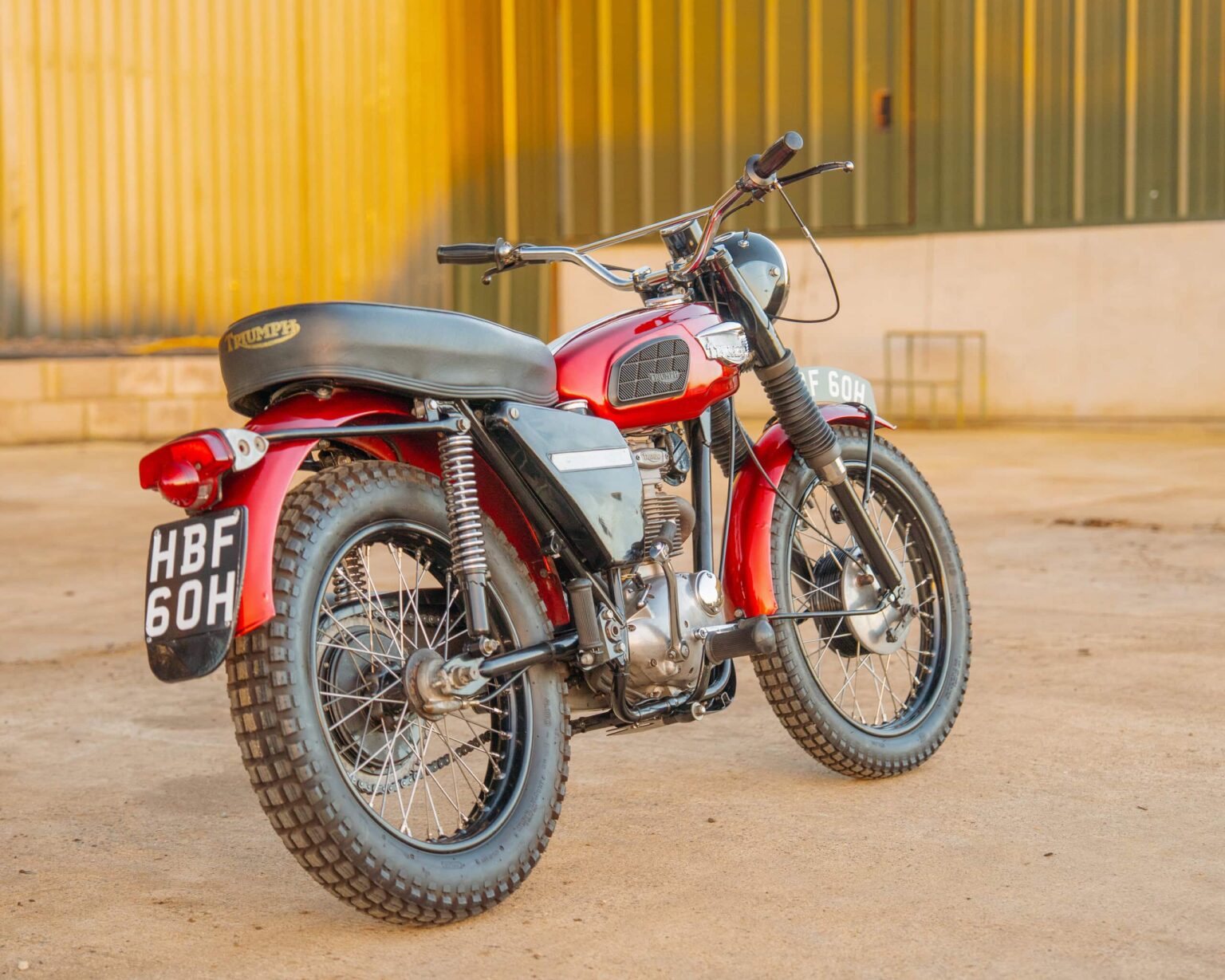Vintage Triumph motorcycle with classic design and retro style.