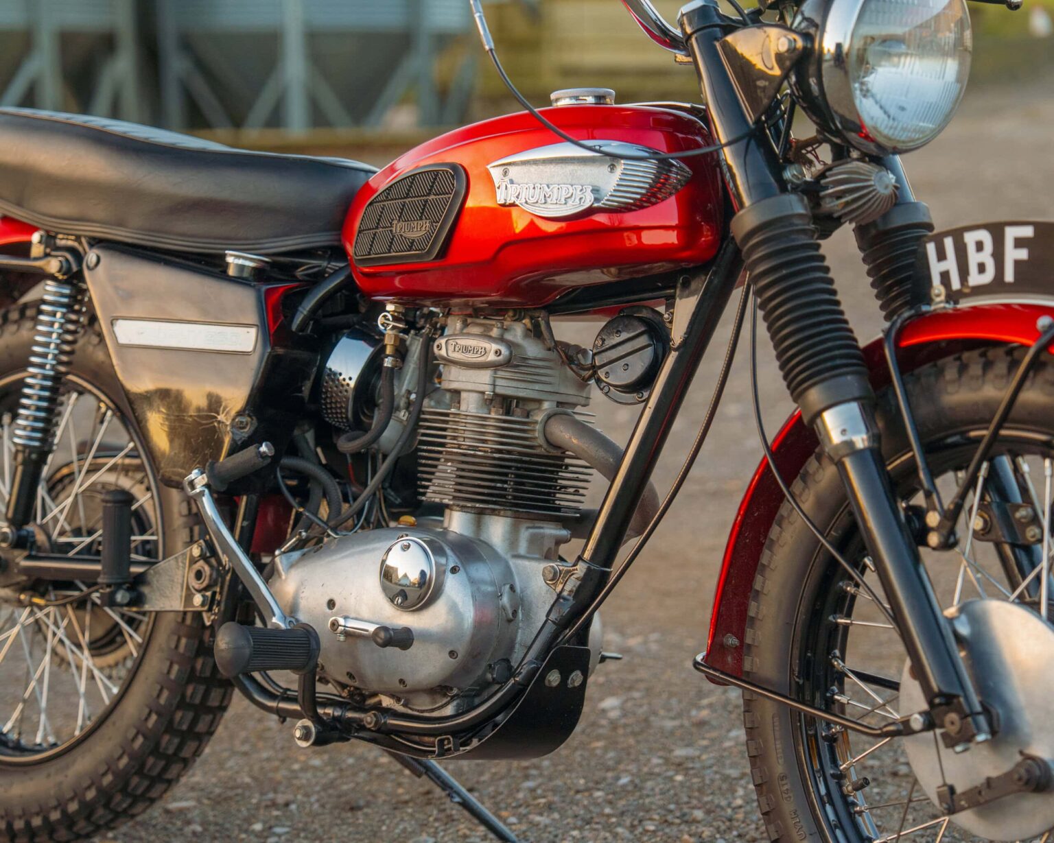 Vintage Triumph motorcycle for classic bike enthusiasts and competitions.