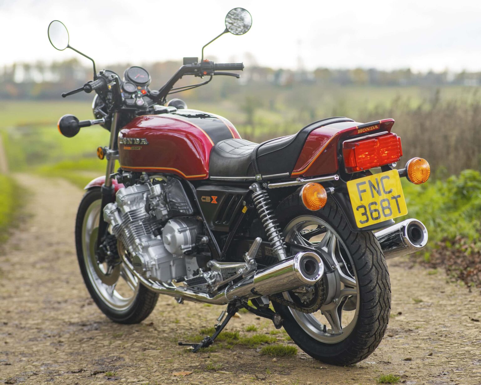 Vintage Honda CBX motorcycle parked outdoors.