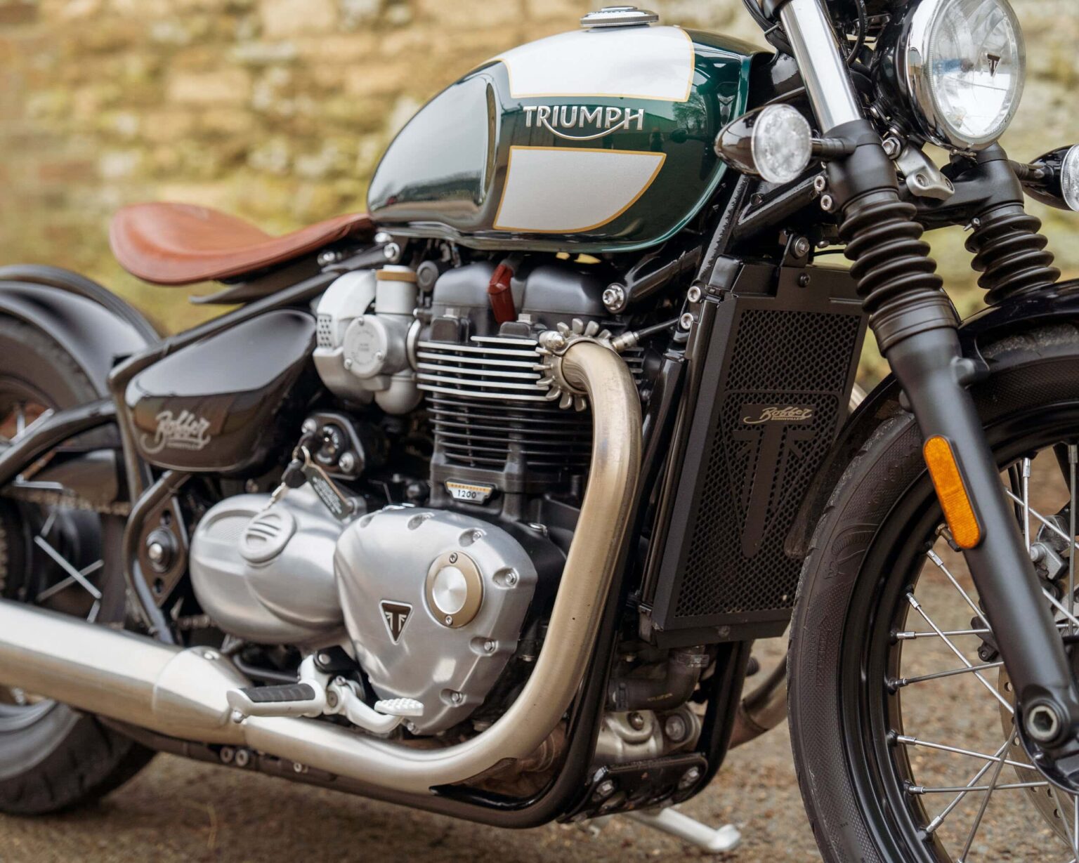 Triumph motorcycle with vintage design and modern performance.