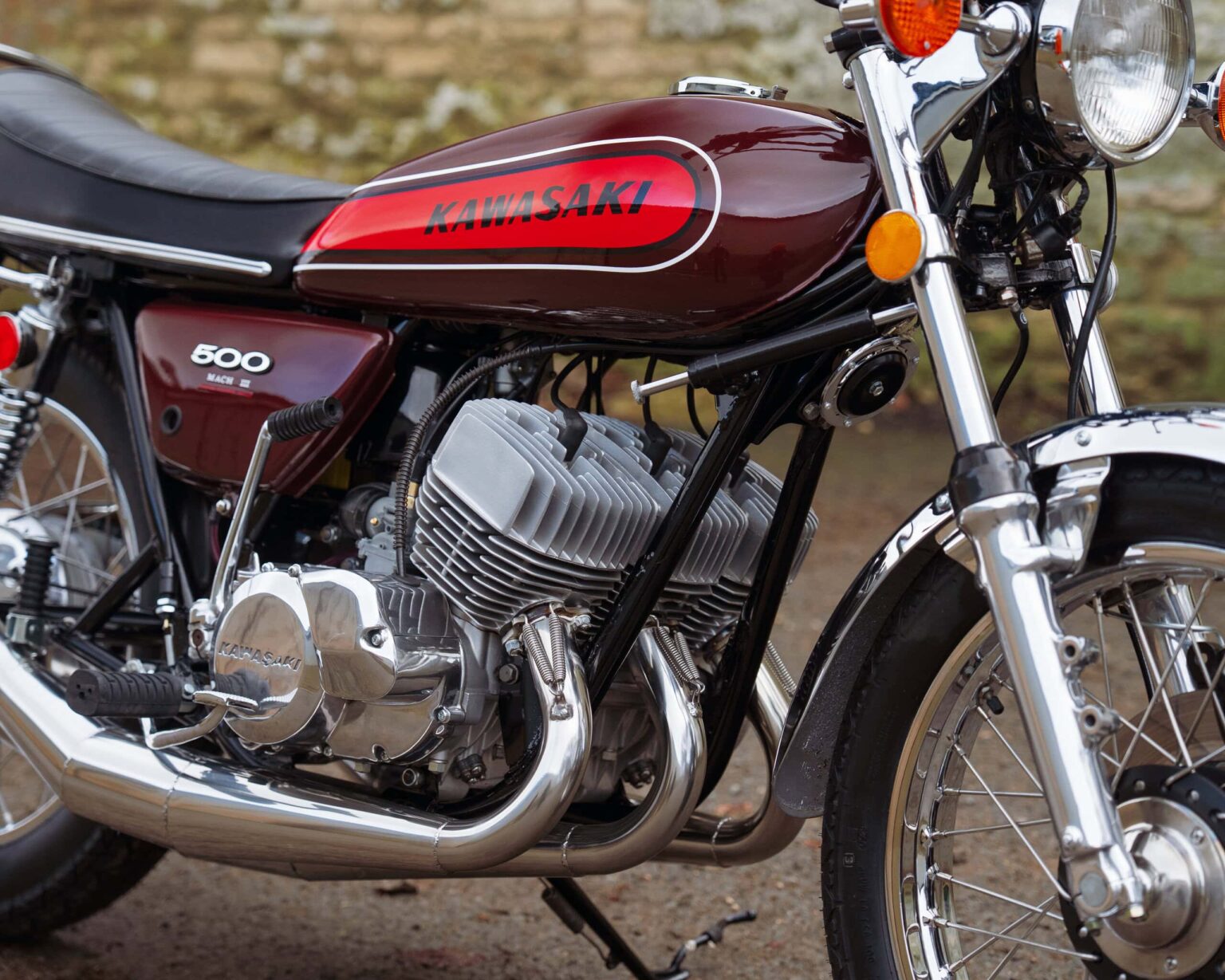 Kawasaki vintage motorcycle with retro styling and 600cc engine.