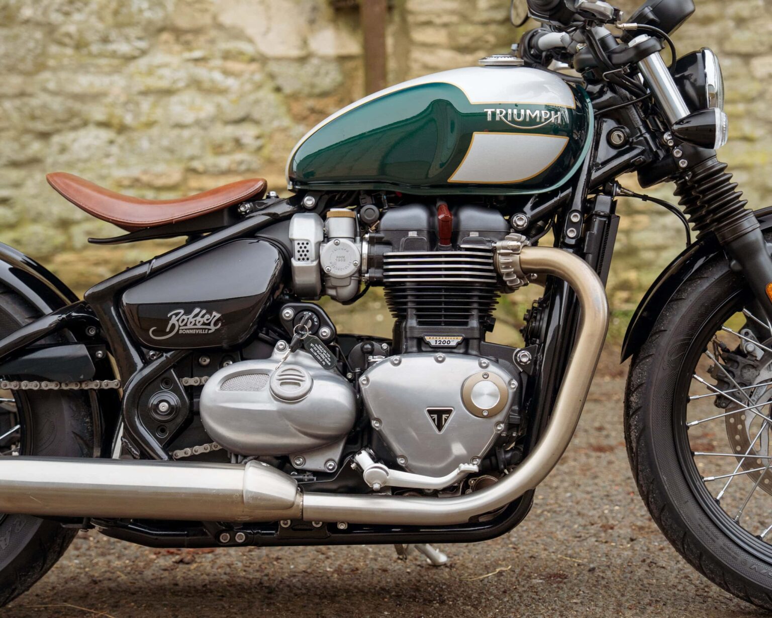 Triumph motorcycle with vintage styling and modern performance.