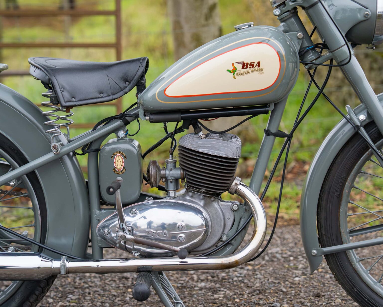 Vintage BSA motorcycle engine with classic design and detailed components.