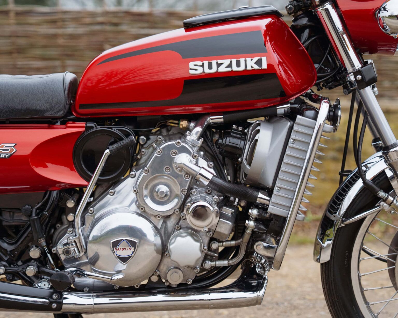 Classic Suzuki motorcycle for vintage riding enthusiasts.