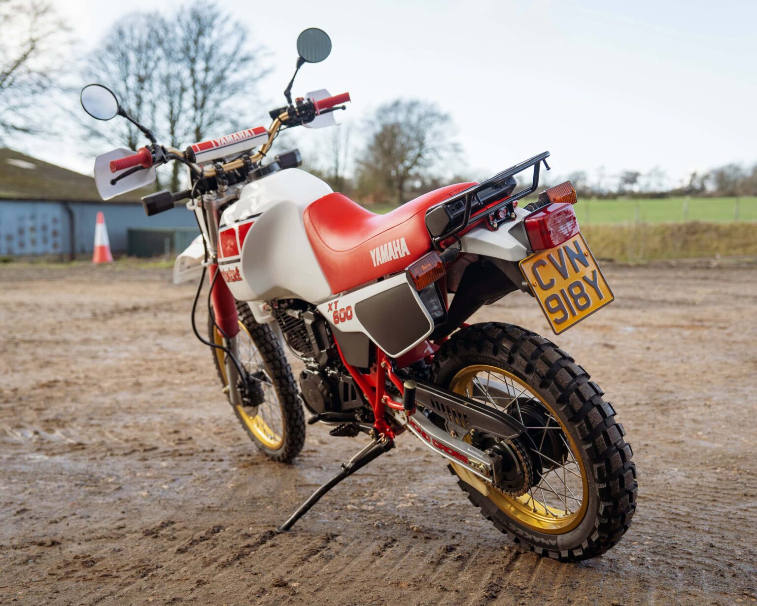 Classic Yamaha Ténéré 600 off-road motorcycle for competition use.